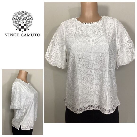 New. Vince Camuto stretch white floral eyelet top. Small￼. Retails $99 - Picture 1 of 13